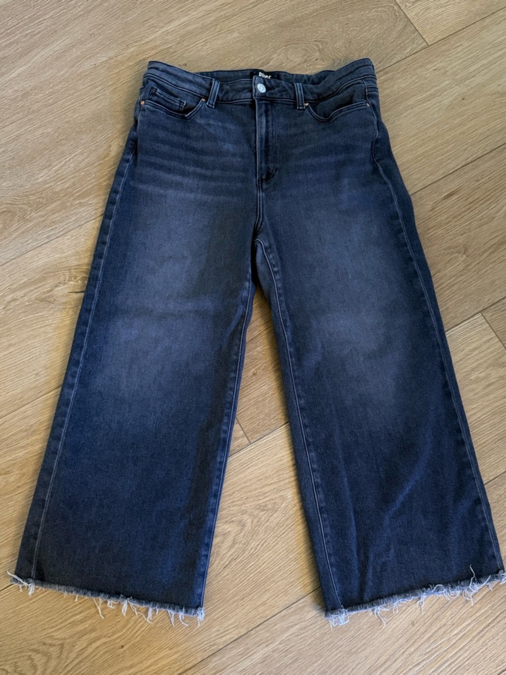 Paige Anessa Wide Leg Crop Jeans - Black